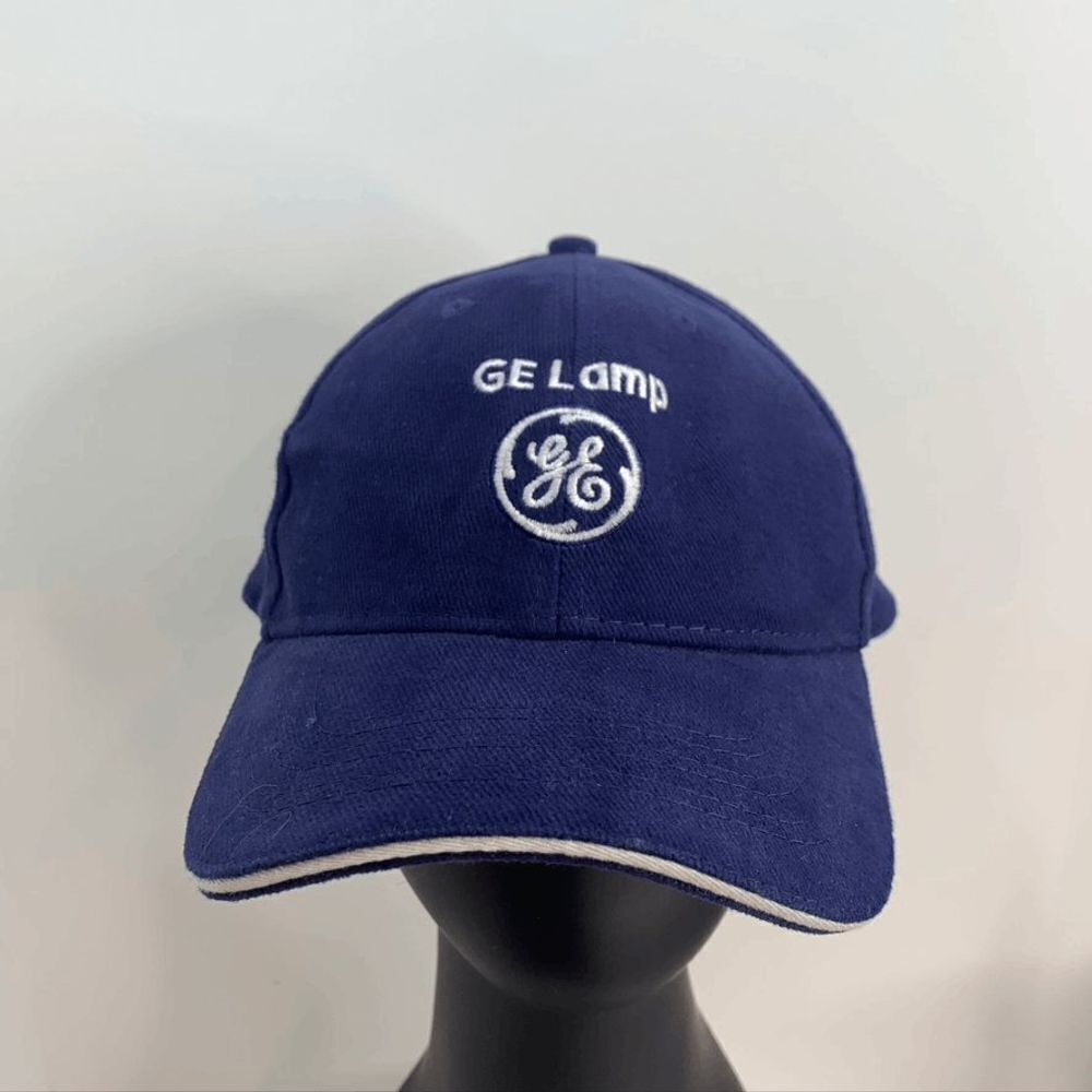 ‎Vtg GE Lamp Strapback Hat Blue